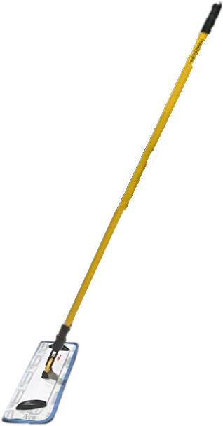 Yellow flat mop with microfiber pad