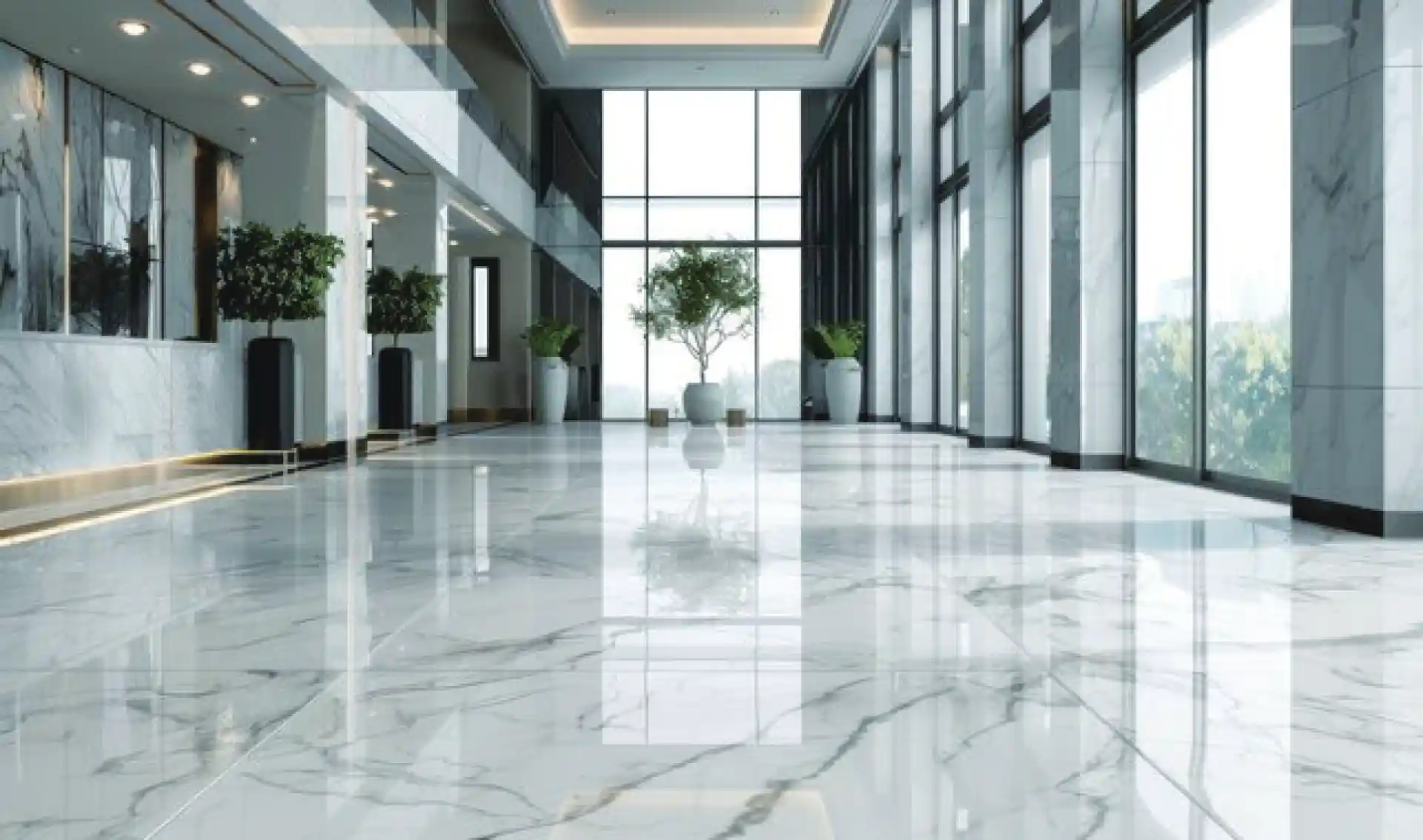 Clean white tile floor