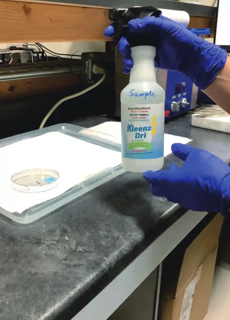 KleenzDRI being tested in the lab